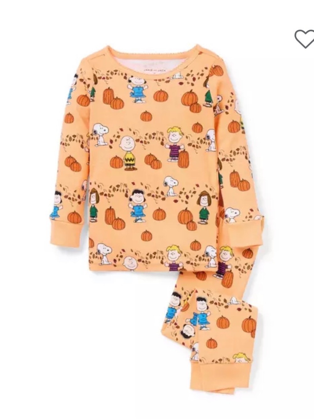 Janie and Jack Orange Peanuts Pumpkin print pajama Set Halloween fall NWT 3t